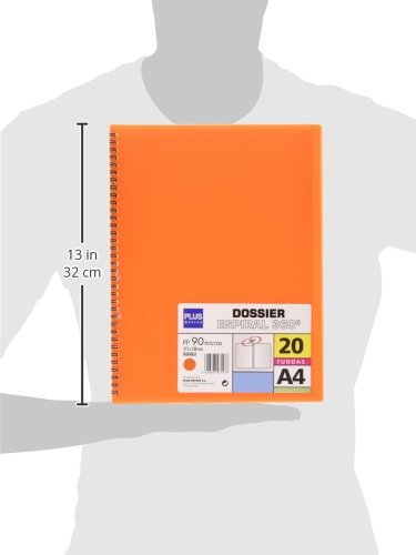 Plus Office 13461-20-OR - Carpeta dossier con 20 fundas y espiral naranja Plus Office 13461-20-OR - Carpeta dossier con 20 fundas y espiral naranja