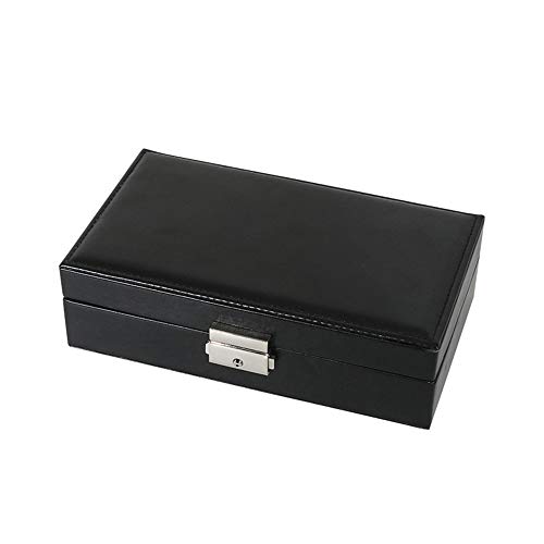 Preisvergleich Produktbild FIONAT Schmuckkästchen Schmuck Aufbewahrungsbox Einfarbig Schmuck Ring Ohrringe Halskette Multifunktions Schmuck Schmuckschatulle Geschenk 21 * 12 * 6 cm, Schwarz