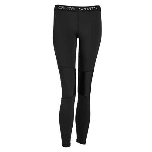 CAPITAL SPORTS Beforce Kompressions-Unterwäsche Funktionsunterwäsche Sport Oberteil und Unterhose lang für Männer und Frauen (Laufunterwäsche, in den Gößen XS, S, M, L, trägt Feuchtigkeit nach außen) schwarz