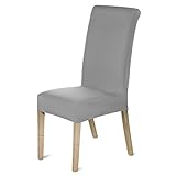 femor Black Friday ANGEBOT (-20%) Housse de Chaise 4 Pièce Couverture Gris Extensible pour Décoration Artificiel Maison Hôtel Restaurant