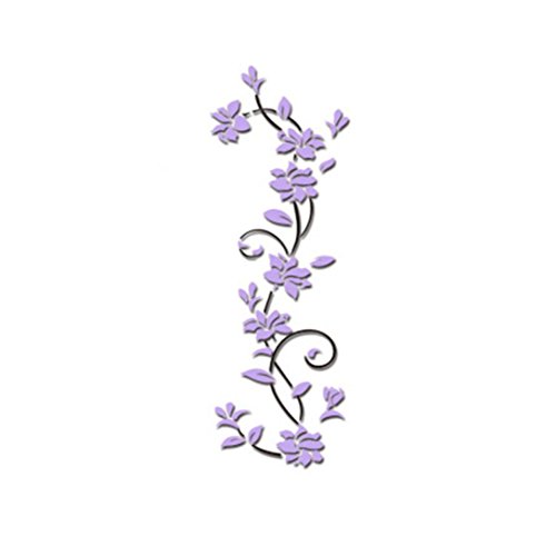 Jamicy® DIY 3D Acryl Blume Wand Aufkleber Wohnzimmer Schlafzimmer TV Hintergrund Heimtextilien (Lila) - 2