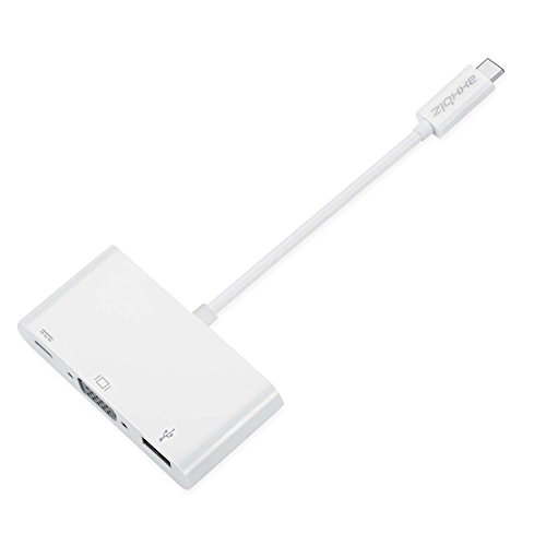 Axxbiz CableBiz-C012W, 3.1 USB-C auf VGA Multiport Adapter – Auflösung bis zu 1920×1200 – 3 in 1 Port (VGA, USB-A, USB-C) - 3