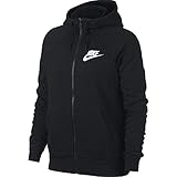 Hood and full-length zip Nike W NSW Rally Hoodie FZ Sweatshirt, Mujer, Black/White, M