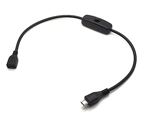 Micro USB 2.0 Verlängerungskabel mit Schalter - micro B Buchse > micro B Stecker 0,30m schwarz, Innenleiter: AWG 22 Kupfer - Ideal als Zwischenschalter zwischen Micro USB Netzteil und Raspberry Pi