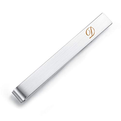 HONEY BEAR2.12inch Mens Initial Alphabet Letter Tie Clip Bar - Normal Size for Business Wedding Gift,5.4cm,Brushed Silver A - Z