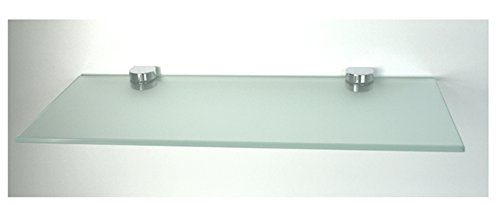 Glasregal Wandregal 90×20 cm / 10 mm satiniertes Glas mit BASKET3 weiß - 2