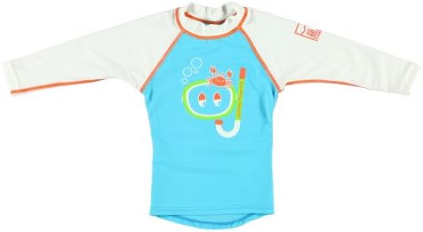 Sonpakkie Boy's Ocean Hunter Raglan Long Sleeve UV Sun Top - Sky Blue/White/Red, 2 Years