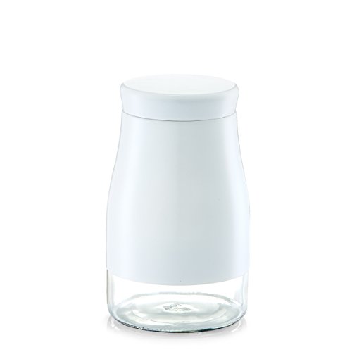 Preisvergleich Produktbild Zeller Vorratsglas, 1330ml, weiß, aus Glas und Edelstahl