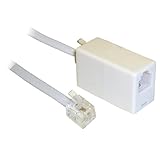 cable para telefono fijo  Aquarius - Cable alargador de teléfono (10 m, RJ-11, macho con adaptador)