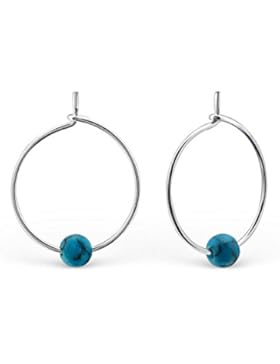 Silber Schlicht Ohr hoops mit Natural Steinen