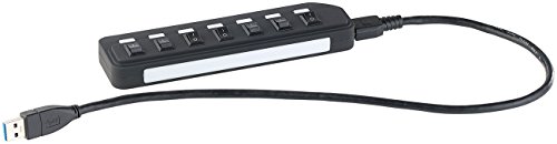Xystec Aktiver USB-3.0-Hub mit 7 Ports, einzeln schaltbar, 2-A-Netzteil