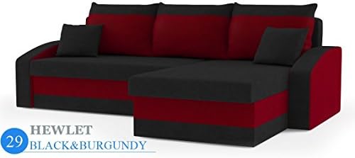 Corner Sofa Bed Hewlet black&amp;burgundy