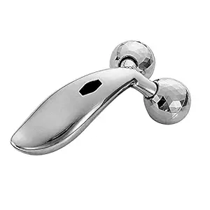 Massager-3D Mini-Manual-Roller-Massager-360-Rotate-Roller-Face-Body Massager-Fo-Skin-Lifting-Face Lifting-Wrinkle-Remover-an- Facial-Massage-Relaxation-and-Skin-Tightening-Tool-For-Uni- Sex (Silver)