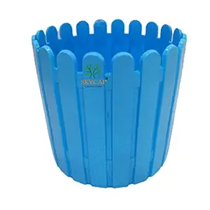 SKYCAP VIP Fence Plastic Flower Pot for Home Decor Indoor/Outdoor,Plant Container,gamla (12inch,Blue,Pack of 1)