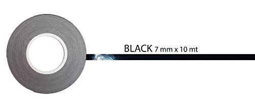 quattroerre 10015 Tiras Adhesivas Rollo, Negro, 10 m x 7 mm