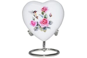 Bold & Divine Kolibri-Herz-Urne – Mini-Herz-Ascherungsurne mit Ständer & Premium-Box – kleine Andenken-Urne für Asche – Ehren Sie Ihre Liebsten mit Urne in Herzform – perfekt für Erwachsene und