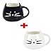 Produktbild Tougo Lot DE 2, Funny Cute Little Chat Café Thé Lait Tasse Cadeau Tasse en céramique, Blanc + Noir