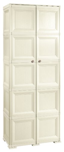 Tontarelli Omnimodus Armadio 5 Moduli 5 Ripiani 4 Vani Aperti, Angora, 79 x 43 x 203 centimeters