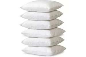 COMFORTESY 45cm x 45cm Cushion Insert Inner Pads (6 Pack) (18'' x 18'') Cushion Insert Decorative Square Pillow Stuffer for Sofa Couch Cushions - Hollowfibre Square Cushion Stuffer (White)