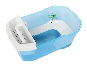 Nomoypet Fifth Generation Filtering Turtle Tortoise Vivarium Terrarium Box Aquarium Tank Set with Filter & Basking Platform NF-21 ((L-60x35x22cm))