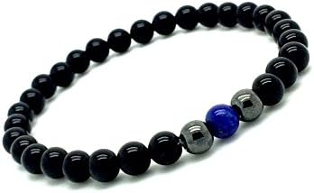 Karma Gems Mens Black Onyx Hematite & Lapis Lazuli Bracelet