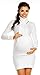 Zeta Ville Women's Maternity Warm Knit Pullover Jumper Dress Rolled Neck - 456c (White, ONE SIZE UK 8/10/12)