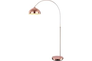 ETC-SHOP Lampada da terra lampada ad arco sferico lampada da terra in metallo rame curvo soggiorno regolabile in altezza, paralume mobile, 1x E27, H 141-196 cm