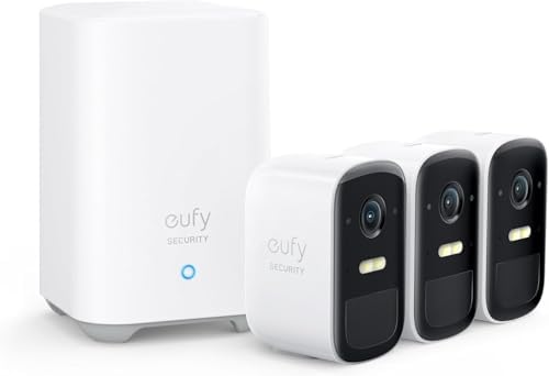 eufy Security eufyCam 2C Kit 3 telecamera wifi esterno senza fili, 180 giorni di durata della batteria, HD 1080p, impermeabilità IP65, visione notturna, compatibile con Alexa, nessun costo mensile