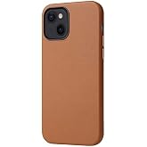 Elfia iPhone 13 ile Uyumlu L&uuml;x Deri Kadife İ&ccedil; Kısımlı Kılıf, Eyz Kahverengi