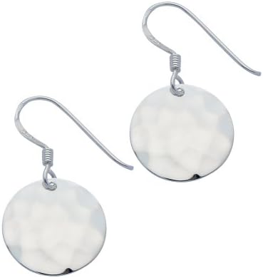 Silver Hammered Disc Drop Earrings