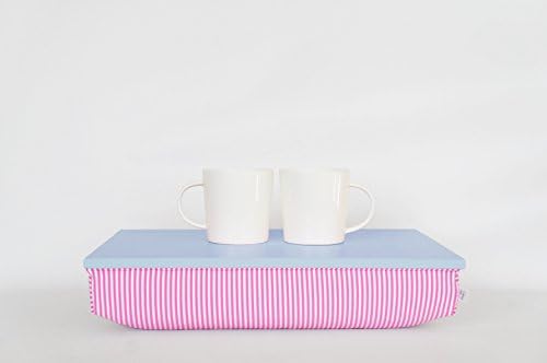 Bed tray, iPad stable table or Laptop Lap Desk - light blue with pink and white striped pillow