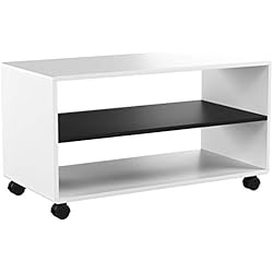 IDIMEX Meuble TV étagère sur roulettes Atlanta, en MDF Coloris Blanc et Noir Mat