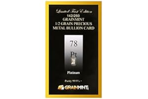 PRECIOUS & VALUABLE METALS Muestra de 1/2 "grain" (0,03 gramos) de platino puro en tarjeta (GrainMint ®)