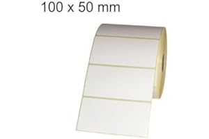 SIMHOA Thermo Etiketten auf Rolle - 100 x 50 - mm - 1.500 Stück - Hülse 25 mm - permanent haftend - BPA free