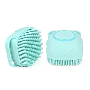 SILENCIO Shampoo Bath Brush, Silicone Bristles Brushes Groomers for Dog, Cats, Rabbit, Scrubber Shampoo Dispenser for Pet Massage Brush Bubble Body Wash Brush- Multicolor (Pack of 1)