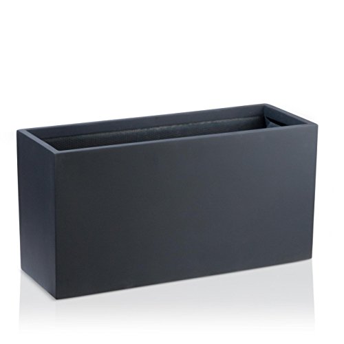 Pflanztrog Blumentrog VISIO Fiberglas Blumenkübel – Farbe: anthrazit matt – großer wetter- und winterfester Pflanztopf für Innen & Außen, robuster & UV-beständiger Pflanzkübel - 2