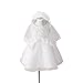 Wawoo®Infant Christening Gowns Toddler Baby Girls Birthday Dress White Cotton Lined Clothes Princess Party Dress with Hat 0-24 Month