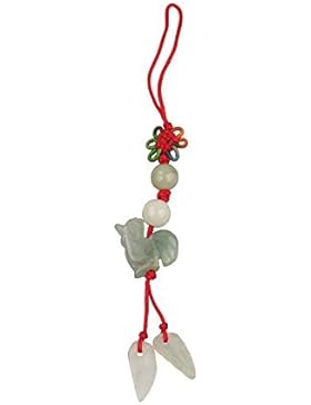 Glücksbringer Echt Jade Chinesisches Jahr des Hähnchen Handyanhänger und Taschenanhänger