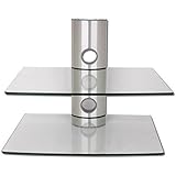 Wandhalterung für BluRay & DVD-Player mit 2 Glas Ablagen und Kabelkanal