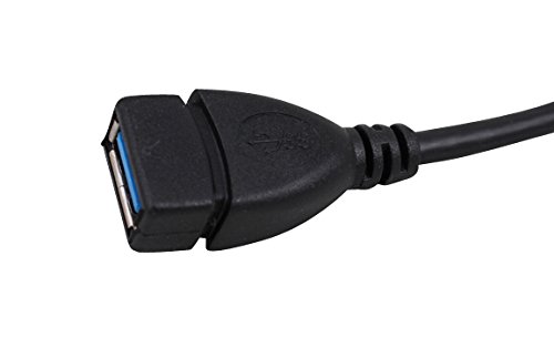 Smays Left Angle USB 3.0 Male to Female Extension Cable (7.9 inches = 0.2 Meter, Black) - 4
