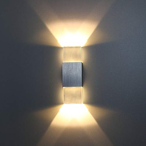 Welampa Moderno LED Luces de Pared 6W Arriba y Abajo Lámpara de Pared LED Lámpara de acrílico Decorativa Efecto LED Luz Nocturna para Sala de Estar Baño Camino (Color : Warmes Licht B)
