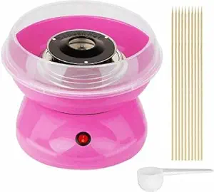 Cotton Candy Maker Machine Electric Sugar Floss Homemade Hard & Sugar Free Candy with Detachable Splash Guard + Sugar Spoon+ 10 Bamboo Sticks for Kids, Carnival Party, Kitchen Bakery Snacks