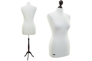 LUCCESI | Schneiderpuppe | zum Probierpreis! | Size S - XL (Female ♀) | Torso XL (44-46) | Wechselbezug Creme-Weiss | Standfuss wenge (kolonial) | Damen - Schaufensterpuppe