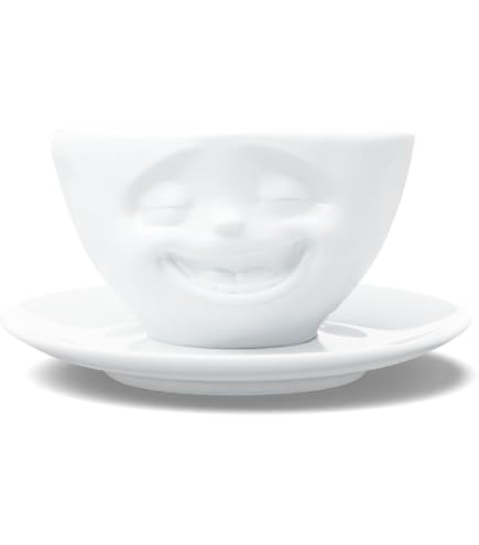 FIFTYEIGHT PRODUCTS / Tassen / Kaffeetasse „Lecker“ (Porzellan, 200 ml, weiß, Made in Germany) Küche, Haushalt & Wohnen