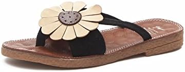 YUCH Ladies' Slippers, Soft Bottoms, Ladies, Sweet Flowers and Casual Sandals,Black,38,