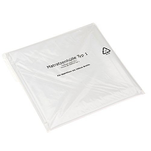 BB-Verpackungen Matratzenhülle, Typ 1 Maße: 130 x 235 cm für bis 1 Meter breite Matratzen, Farbe: transparent, Stärke: 30 my, Matratzenschoner für Umzug