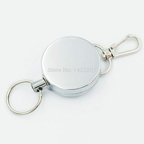 CUSHY 2 Pcs/Lot 40mm Reel Retractable Keyring Chain Pull Key ID Badge + Swivel Clips Style B for Metal Rope Lanyard Carabiner Clip