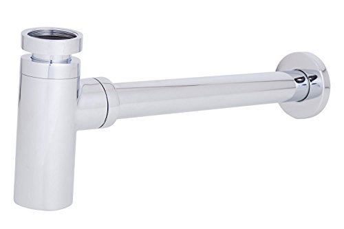 Design Siphon für Waschbecken Geruchverschluss zylindrische Form Messing verchromt - 2