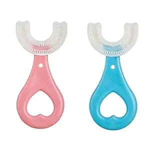 ZUSCHLAG  Silicone Tooth Brush Kids , Head 360 Degree Cleansing U Shaped Toothbrush for kids ( PACK -2)