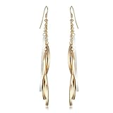 pendientes largos oro blanco  GEMINI Joyería Dama18K Oro Blanco Relleno Colgantes Pendientes Largos Gm009, Tamaño: 4 Pulgadas